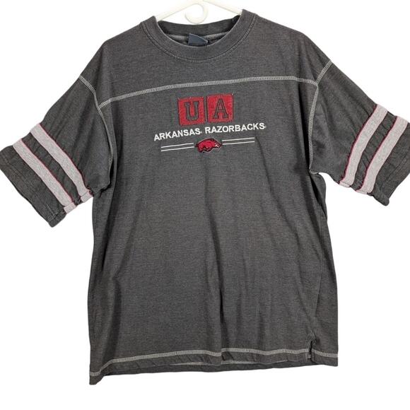 Active Razorbacks Shirt Mens Large 3D logo Sleeve Stripes University of Arkansas - Picture 1 of 9